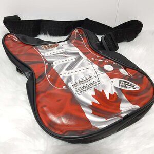 🎸 Guitar Shape Shoulder Bag Purse Music Legends Canadian Maple Leaf Novelty NEW